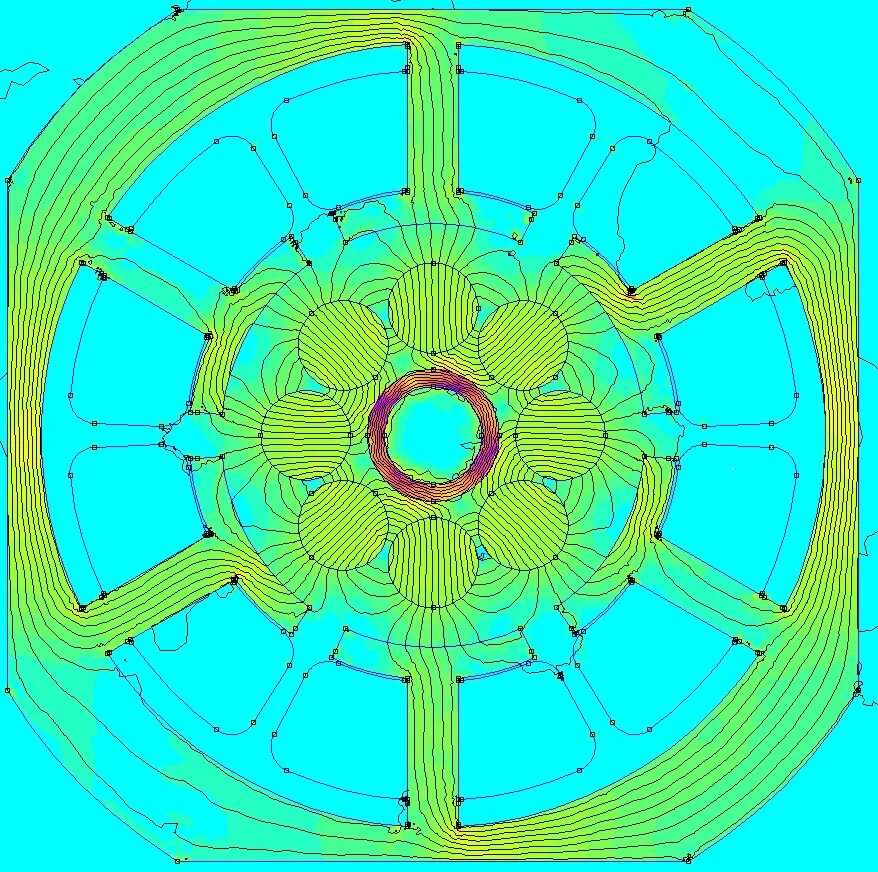 Магнитное поле внутри BLDC. Успокоительная клетка ротора. Magnetic field of a Rotor. Permanent Magnet Motor lam Rotor Design. Field core