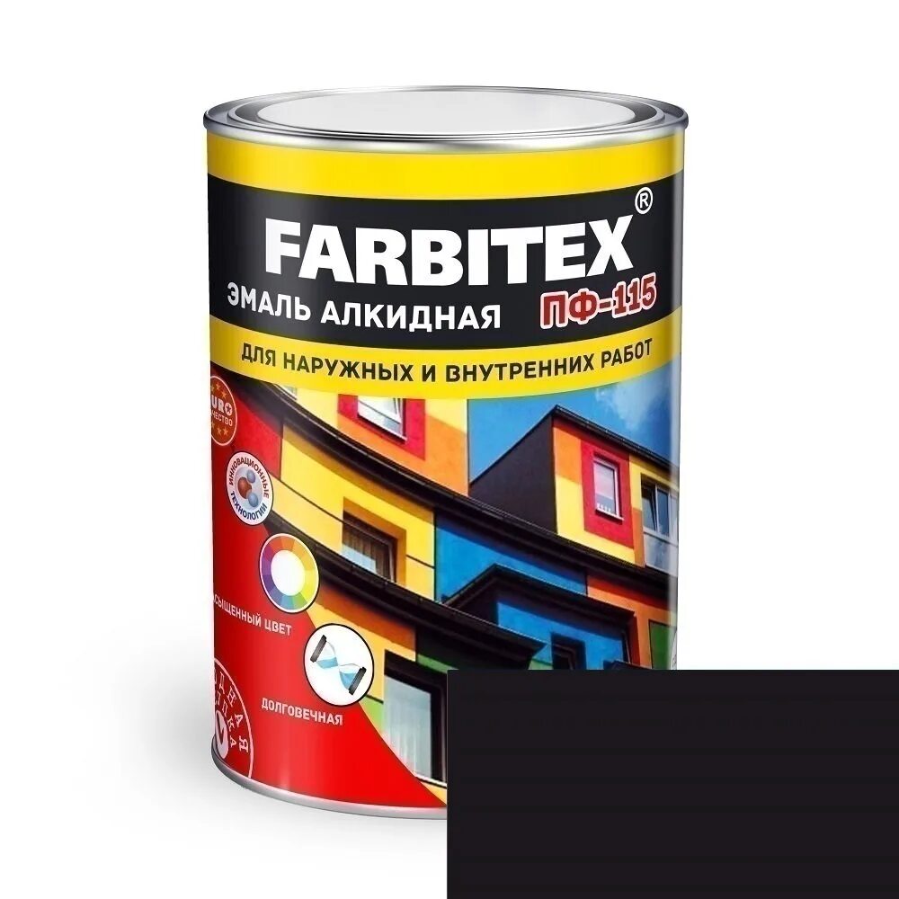 Farbitex 3в1. Эмаль фарбитекс пф-115. грунт-эмаль по ржавчине farbitex 3в1 улан удэ. эмаль пф-115 черный 0.8кг.