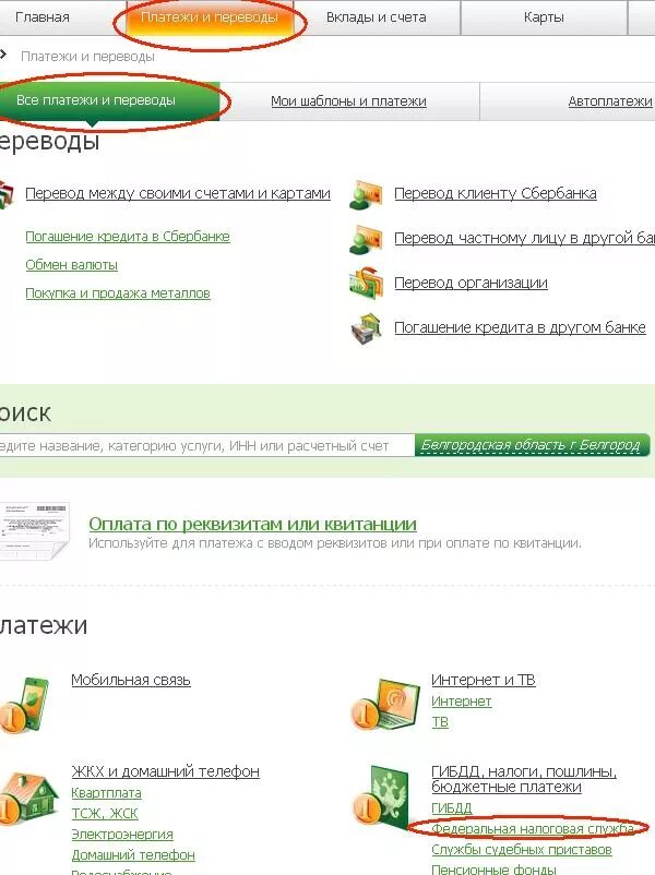 Как оплатить налог на транспорт через сбербанк. Оплатить налоги через Сбербанк.