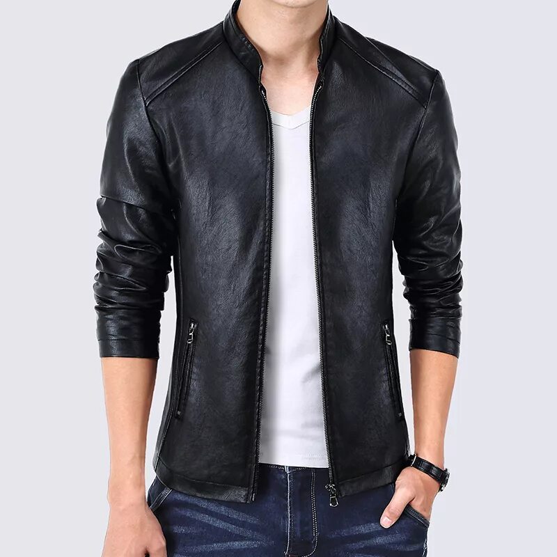 Мужская мотоциклетная куртка-бомбер из натуральной кожи AliExpress