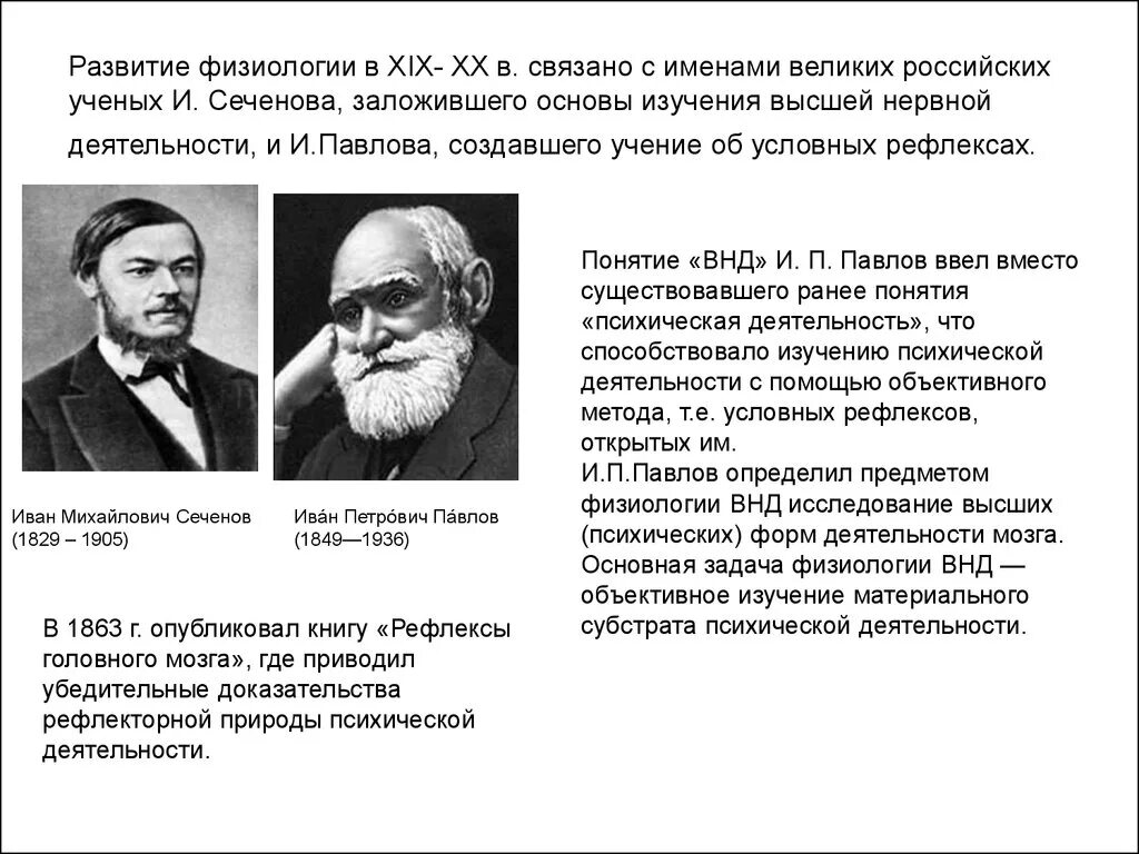 Изучение высшей нервной деятельности Сеченова и Павлова. Павлов и Сеченов о высшей нервной деятельности. Высшая и Низшая нервная деятельность и.м.Сеченов и.п.Павлов. Роль Сеченова и Павлова в ВНД. Что изучает физиология высшей нервной деятельности