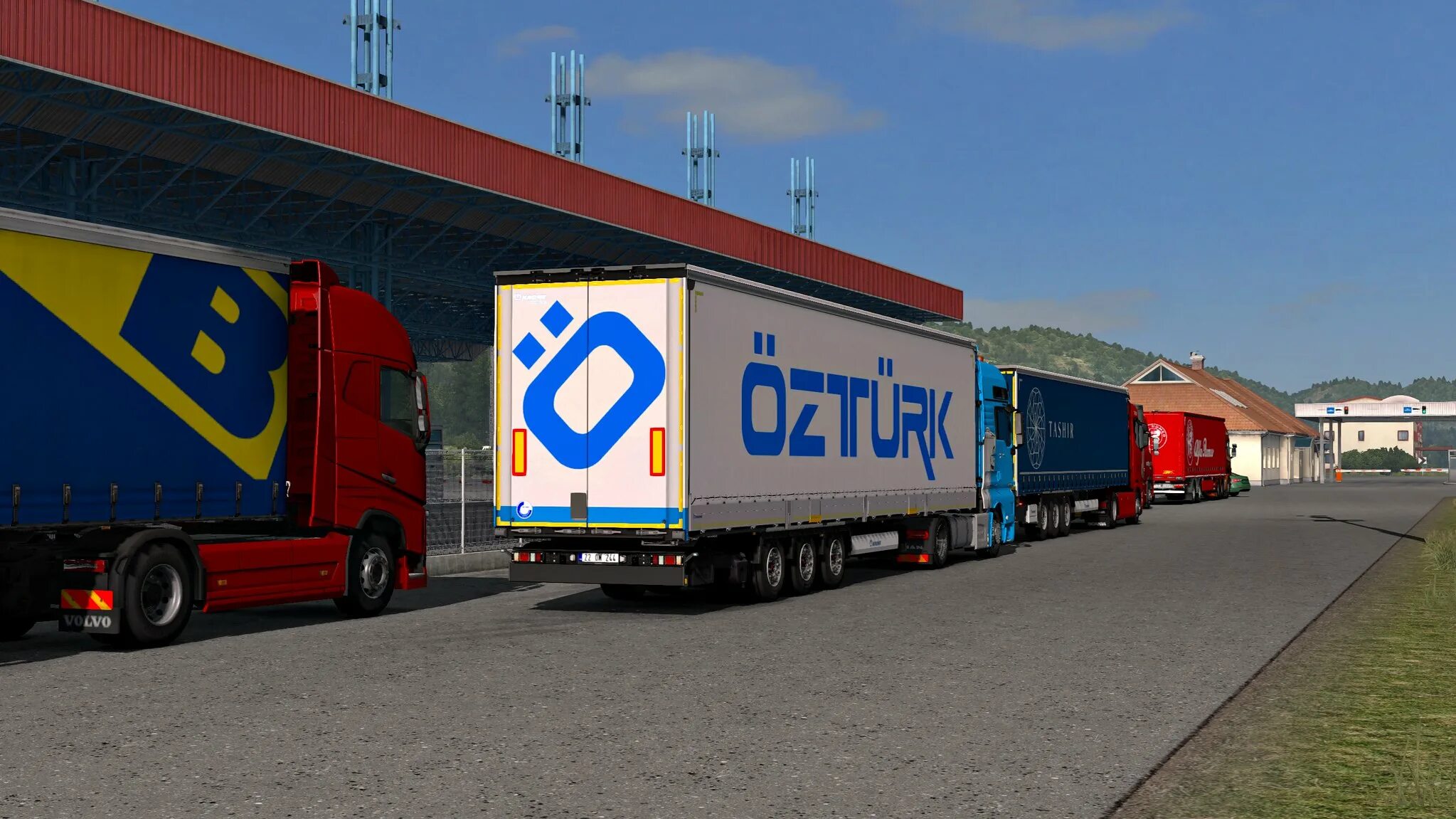 Прицепы етс 2 scs. Стоянка прицепов. Трейлер для знаки игра. Caravan transport. Газ трейлер.