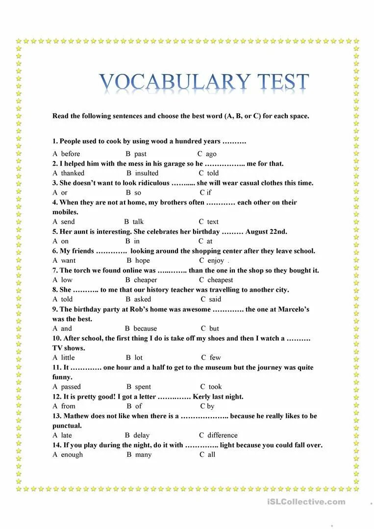 Grammar test. Vocabulary Test. Тест Vocabulary. Тест на вокабуляр. Словарный тест английский.