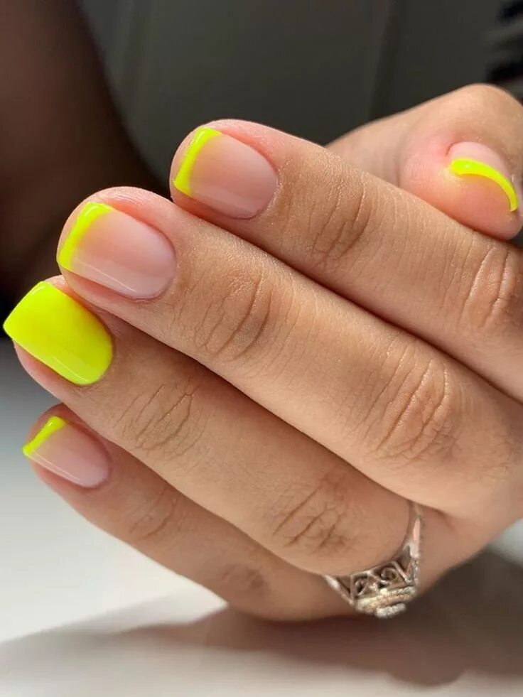 Маникюр неоновый френч 50 + Cute Summer Nail Ideas For 2020 Splash of rainbow Cute summer nails, Summ