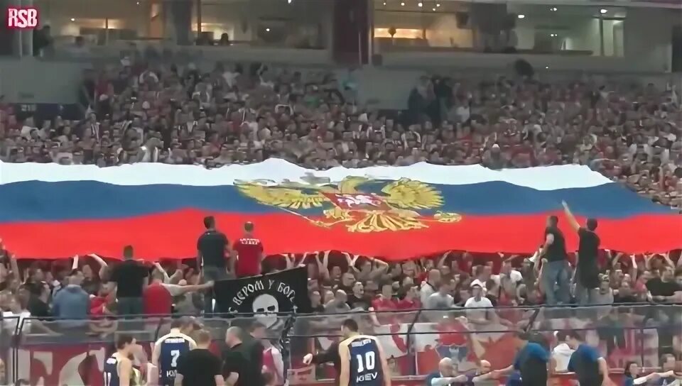 Црвена звезда флаг России. Црвена звезда поют Катюшу. Црвена звезда с российским флагом. Сербы спели Катюшу на матче.