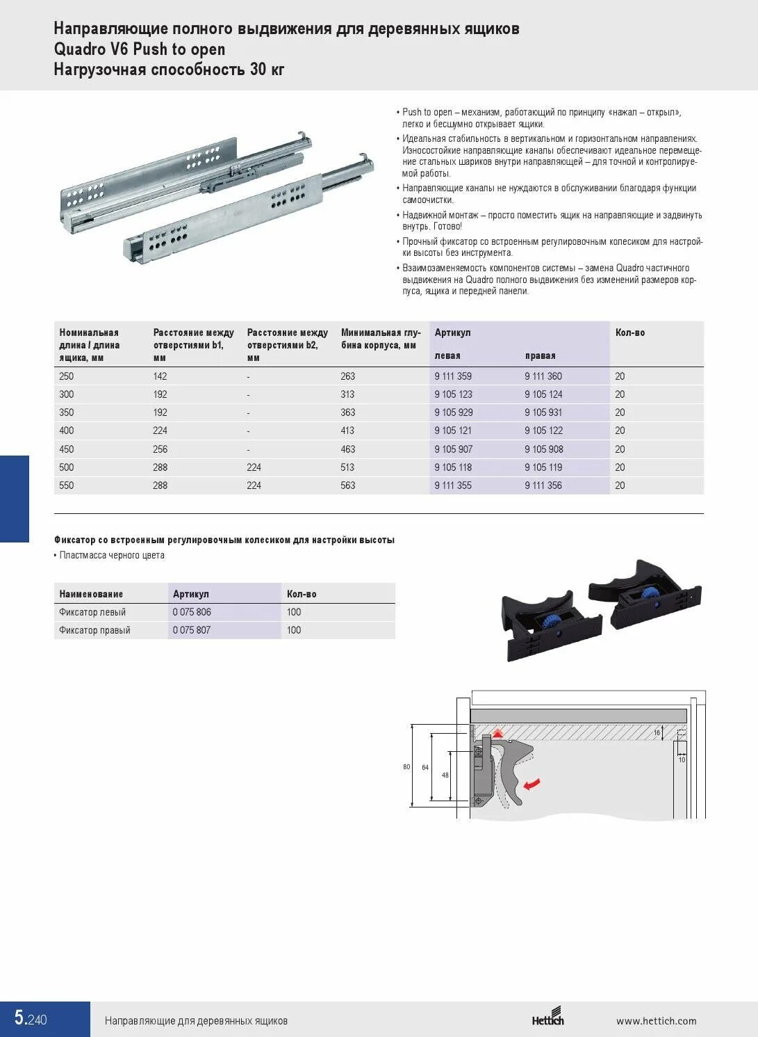 Присадка направляющих Hettich Quadro. Присадка направляющих Хеттих Quadro v6. Комплект направляющих Quadro p2o для деревянных ящиков Hettich. Направляющие ящика Хеттих пуш.