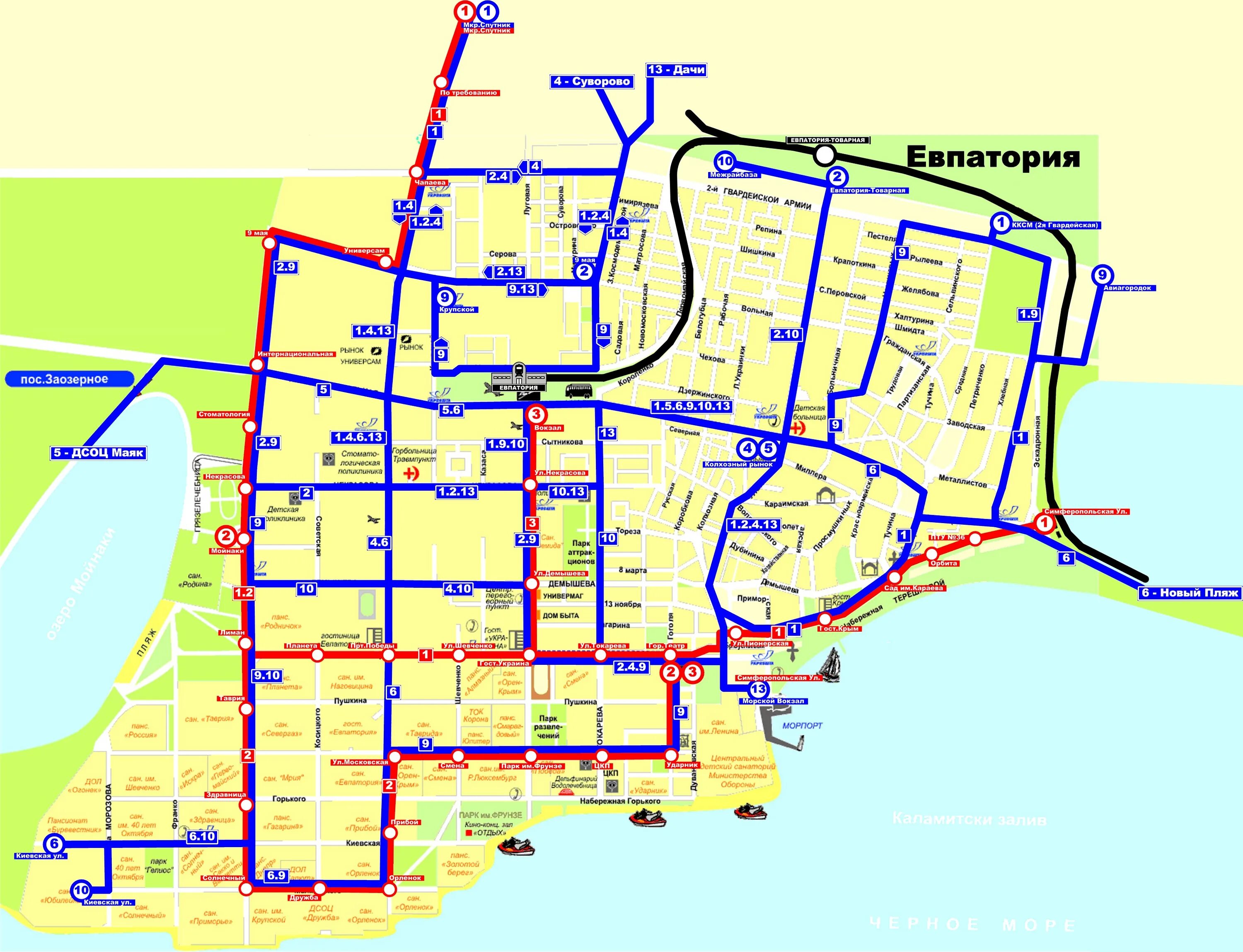 Маршрут 9 евпатория. Схема общественного транспорта Евпатории. Схема автобусов Евпатория. Схема движения автобусов в Евпатории. Маршруты автобусов Евпатория.
