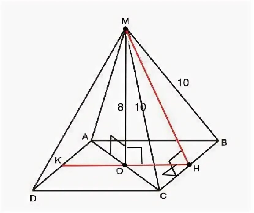 Диагональ основания правильной пирамиды мавсд