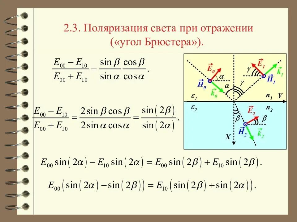Угол брюстера поляризация. Естественный свет падает на диэлектрик под углом брюстера. Поляризация света при отражении и преломлении закон брюстера. Угол брюстера поляризация. Поляризация света при отражении и преломлении света.