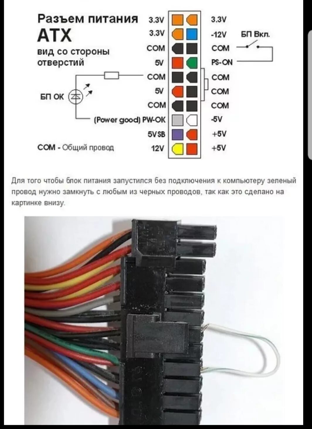 Перемычка для включения блока питания ПК. Распиновка шнура питания блок питания компьютера. Включение блока питания компьютера перемычкой. Запуск компьютерного блока питания перемычкой. Проверка источника питания