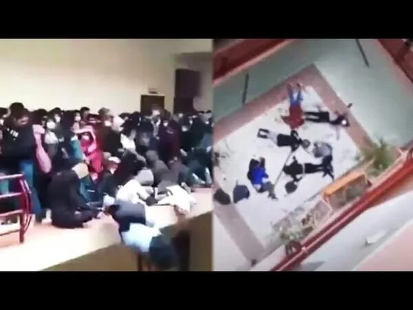 Перила не выдержали давки и 7 студентов разбились. Падение студентов в Боливии. Обрушились перила в учебном заведении. Ученик упал в школе