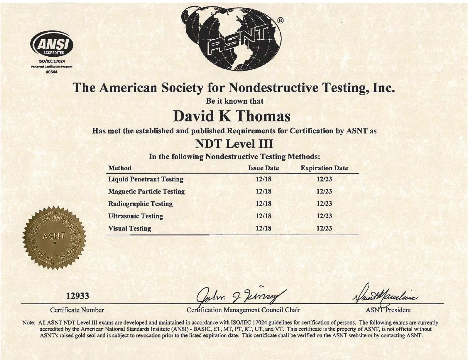 Сертификат ASNT. NDT Specialist Certificate. Стандарты NDT. Сертификация ASNT SN-TC-1a уровня II.