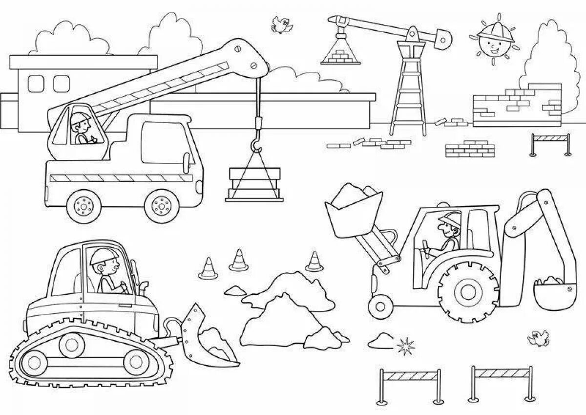 Раскраска строительная техника. Раскраска "спецтехника". Расскраскастроительная техника. Строительные машины для разукрашивания.