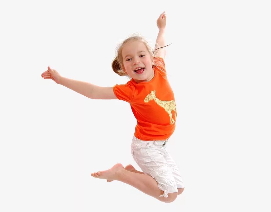 Радостные дети. Девочка прыгает. Дети в прыжке.