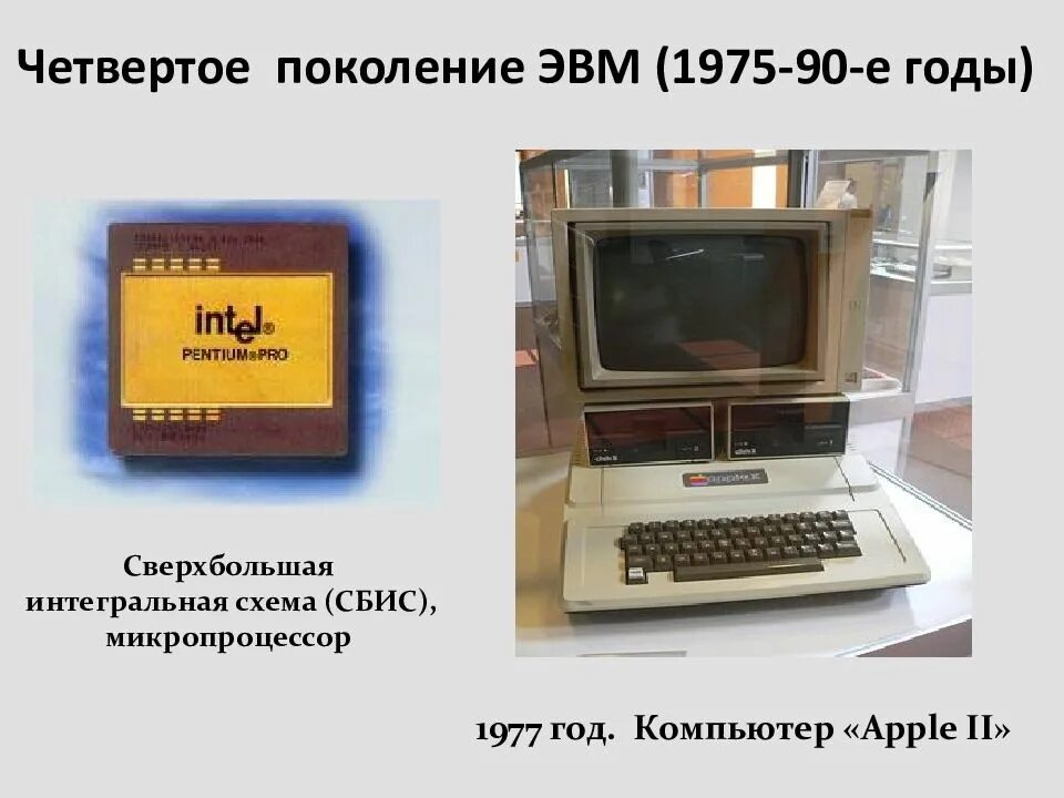 4 поколение купить. Компьютеры четвертого поколения ЭВМ АПЛ. ЭВМ 4 поколения Apple. Микропроцессор 4 поколения ЭВМ. Элементная база ЭВМ 4 поколения Интегральные.