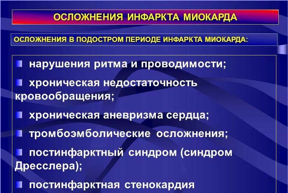 Осложнения инфаркта миокарда. Осложнения острого инфаркта миокарда. Осложнения инфаркта миокарда по периодам. Осложнения острого периода инфаркта миокарда. Симптомы и лечение осложнений