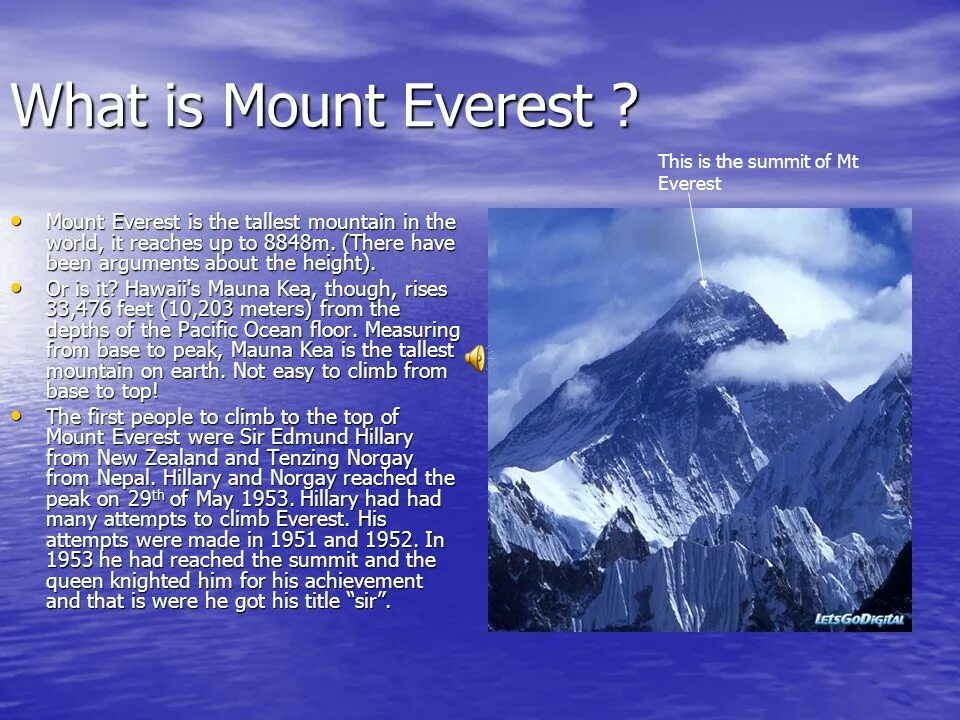 Mount everest is high in the world. Эверест на английском языке. Гора Эверест на английском. Mount Everest текст. Информация про Эверест на английском.