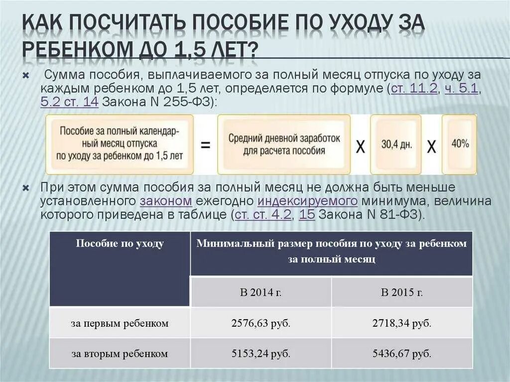 Ежемесячное пособие по уходу за ребенком до 1.5 лет таблица. Ежемесячные выплаты по уходу за ребенком до 1.5 лет работающей. Ежемесячное пособие по уходу за ребенком до 1.5 как рассчитать. Ежемесячное пособие до 1.5 лет на первого размер. Декретные до 1.5 лет максимальные