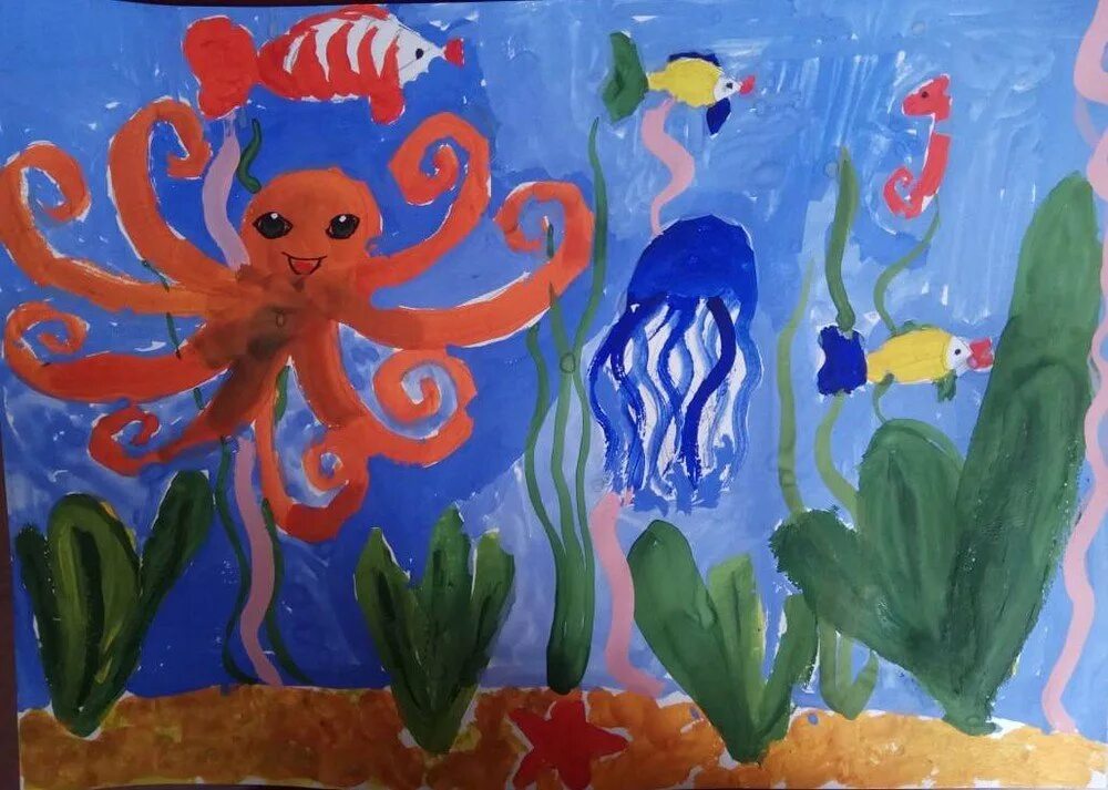 Подводный мир для дошкольников. Рисование подводный мир. Рисование на тему морские обитатели. Рисование морские обитатели в средней группе. Занятие на тему морские обитатели