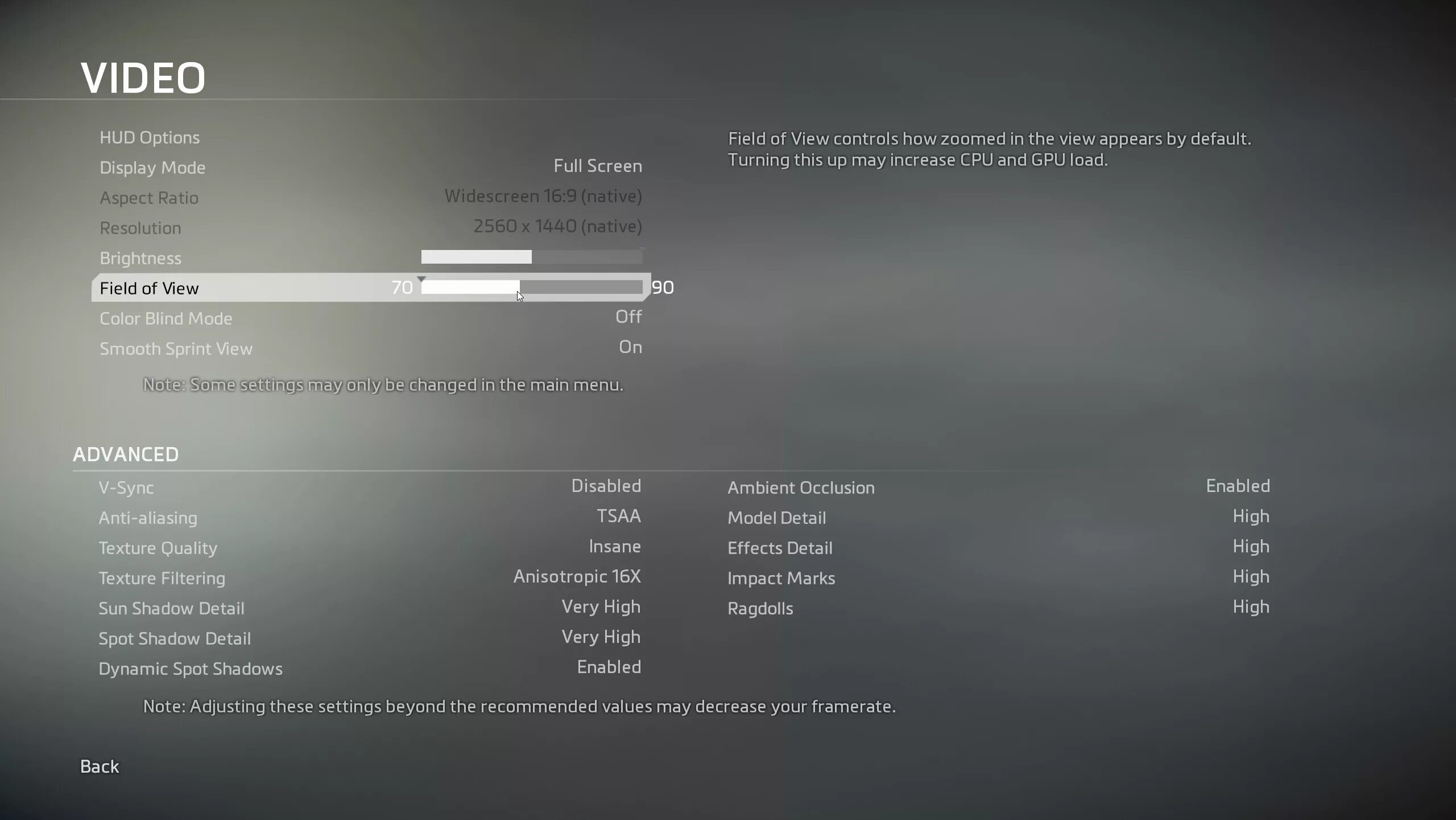 Graphics options