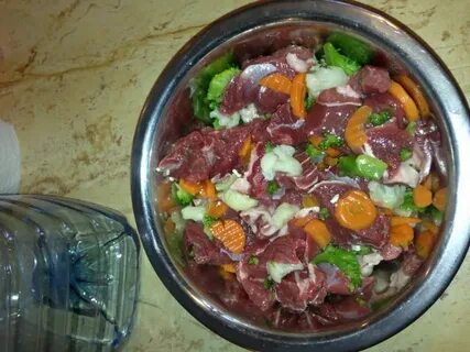 Мясо с овощами для собаки