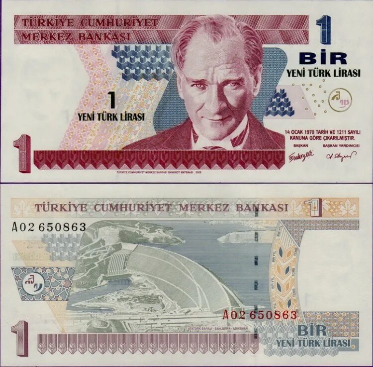 Турция банкноты 2005 года.