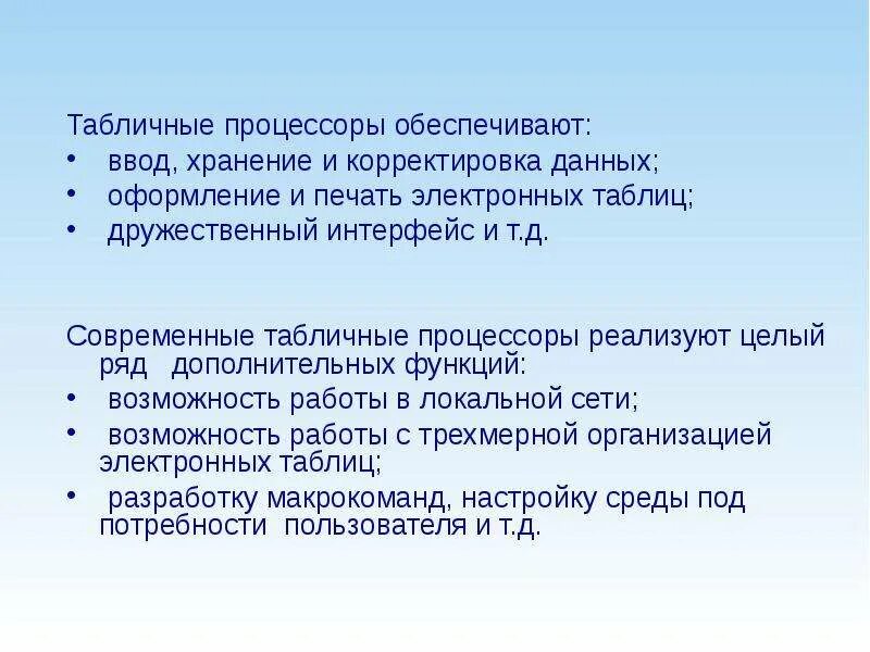 Доклад по информатике электронные таблицы