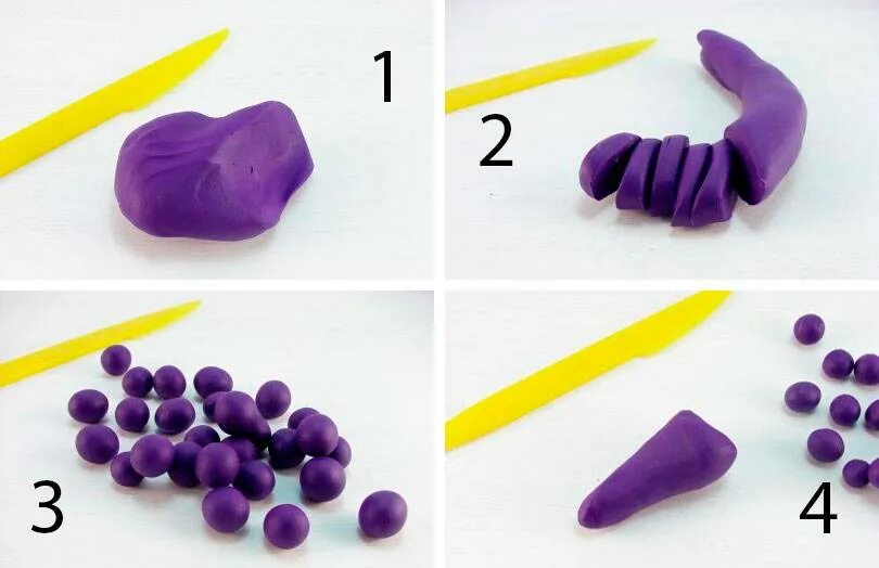 Лепим из пластилина 1. Из пластилина пошагово. Лепка из фиолетового пластилина для детей. Из воздушного пластилина пошагово. Слепить из воздушного пластилина виноград.