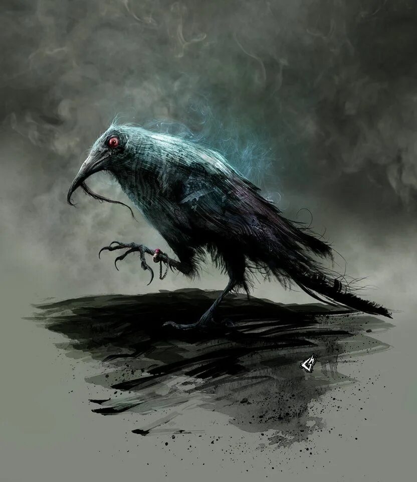 Ворон-пересмешник мифология. Ворон фэнтези. Мрачные птицы. Horror elements