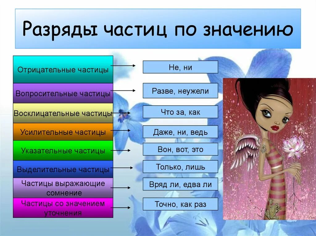 Одевалась опрятно разряд. Разряды частиц по значению. Разряды частиц таблица. Частица только разряд по значению. Частицы по разрядам таблица.