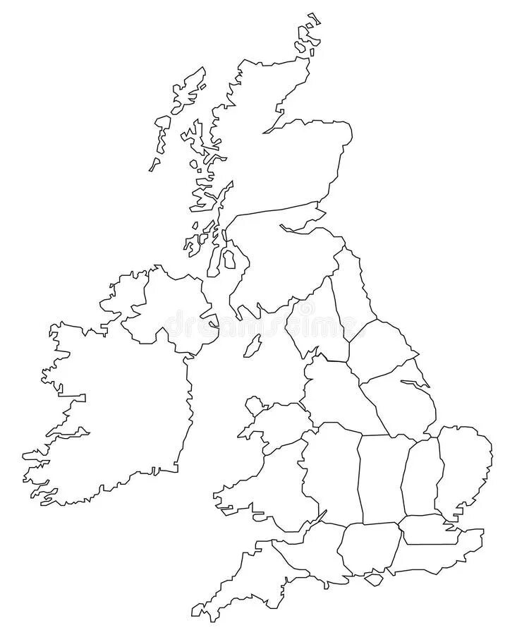 Великобритания политическая карта контурная. Карта Великобритании контурная с районами. Политическая карта Великобритании контурная карта. Физическая карта Великобритании контурная.