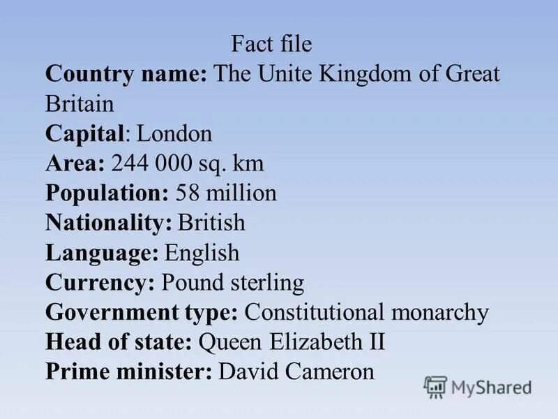 Fact file. Fact file
