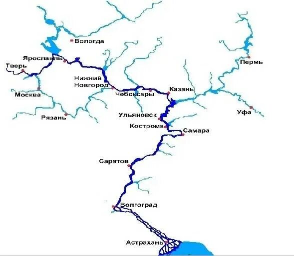 Сколько городов расположено на волге. Карта река Волга и города на Волге. Исток реки Волга на карте России. Карта реки Волги с притоками. Схема реки Волга.