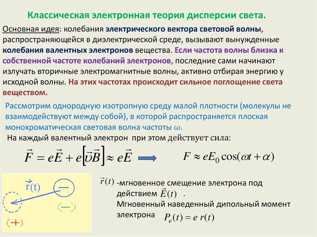 Коэффициент объясненной дисперсии. Классическая электронная теория дисперсии. элементарная теория дисперсии. классическая теория дисперсии света. классическая и квантовая теории дисперсии света.