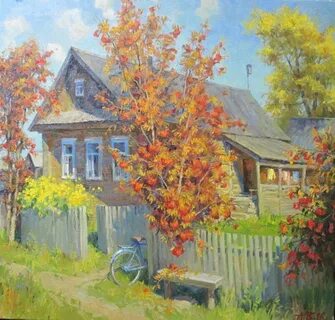 Картина домик с рябиной