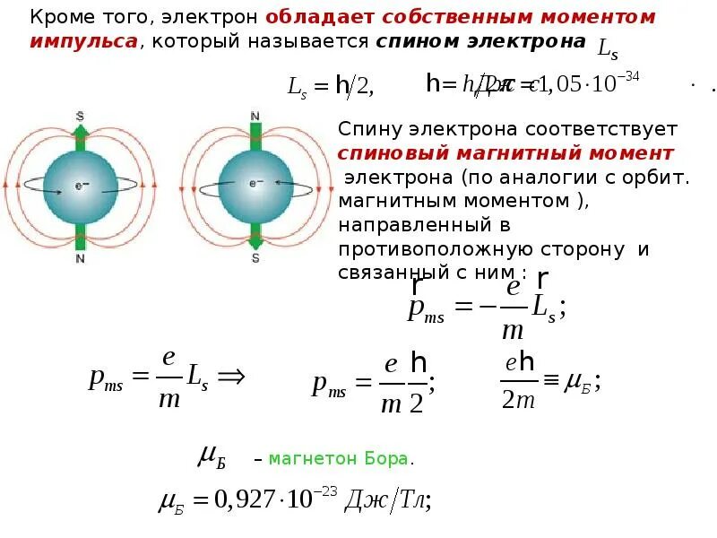 Спиновый момент электрона. Спиновый магнитный момент электрона. спиновый магнитный момент формула. орбитальный магнитный момент электрона в атоме формула. орбитальный механический момент электрона.