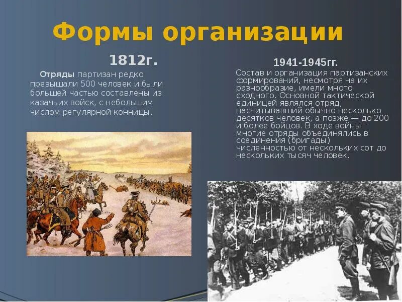 Казачьи партизанские отряды 1812. Сравнение отечественные войны