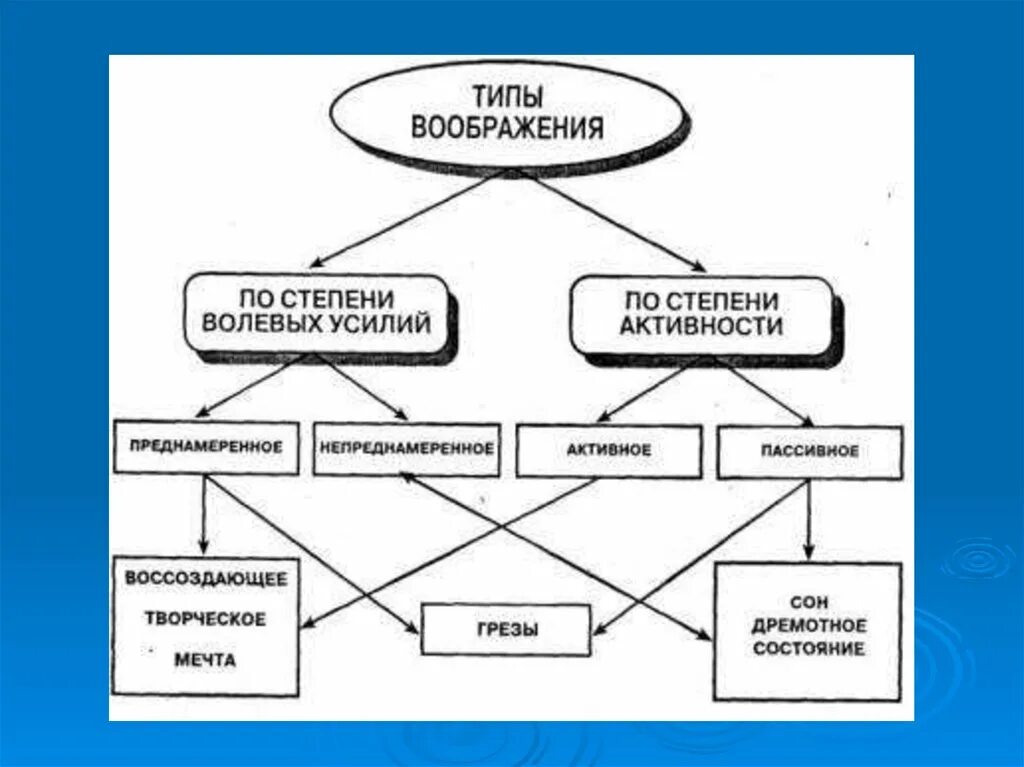 Виды воображения схема. Типы воображения по степени волевых усилий. Общая характеристика воображения. Формы воображения в психологии. Какая мысль воображения