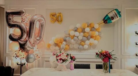 50th birthday flowers and balloons