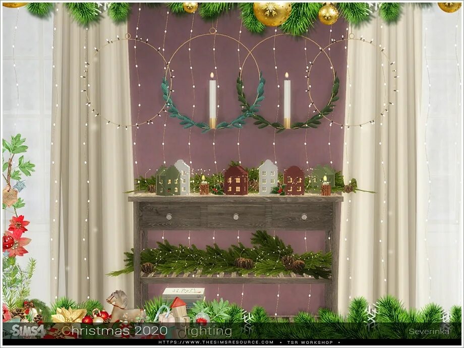 Sims 4 christmas. SIMS 4 Рождество. Симс 3 дополнения новогодний декор. Рождественские гирлянды для симс 4. Симс 4 гирлянда из лампочек.