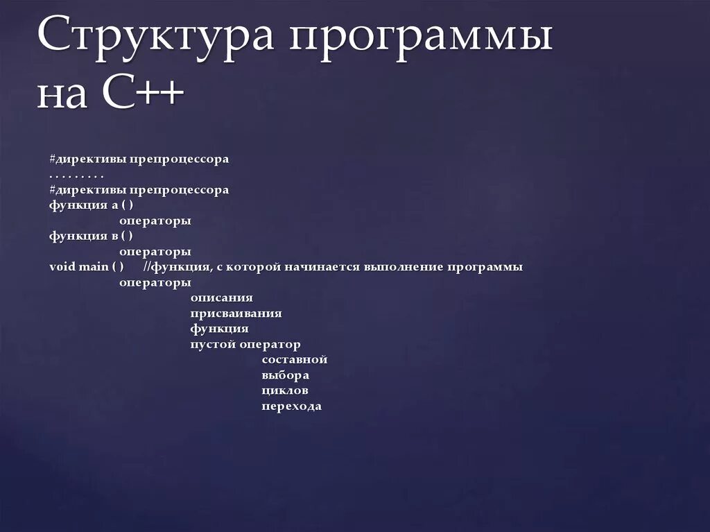 Структура класса c