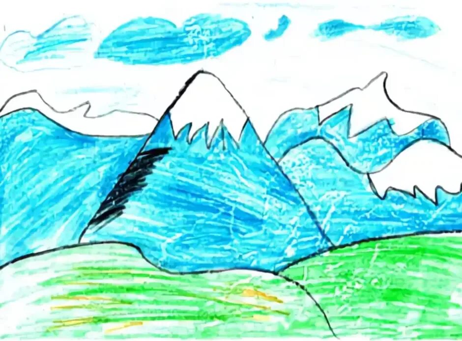 Здесь можно выполнить рисунок показывающий удивительную. Рисунок на тему горы. Горы рисунок для детей. Горы рисование для детей. Рисование гора тема для детей.