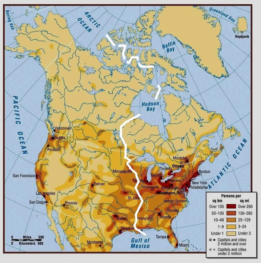 Наибольшая плотность населения северной америки где. Карта плотности населения Северной Америки. Плотность населения Северной Америки. Карта плотности населения городов Северной Америки. Карта плотности населения США.