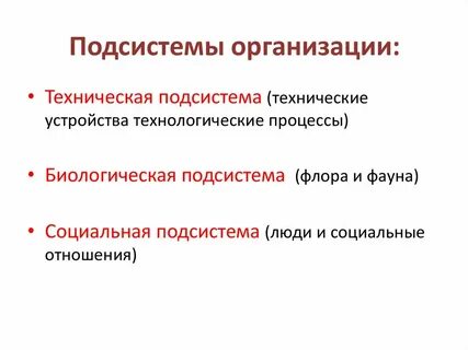 Системы и подсистемы организации