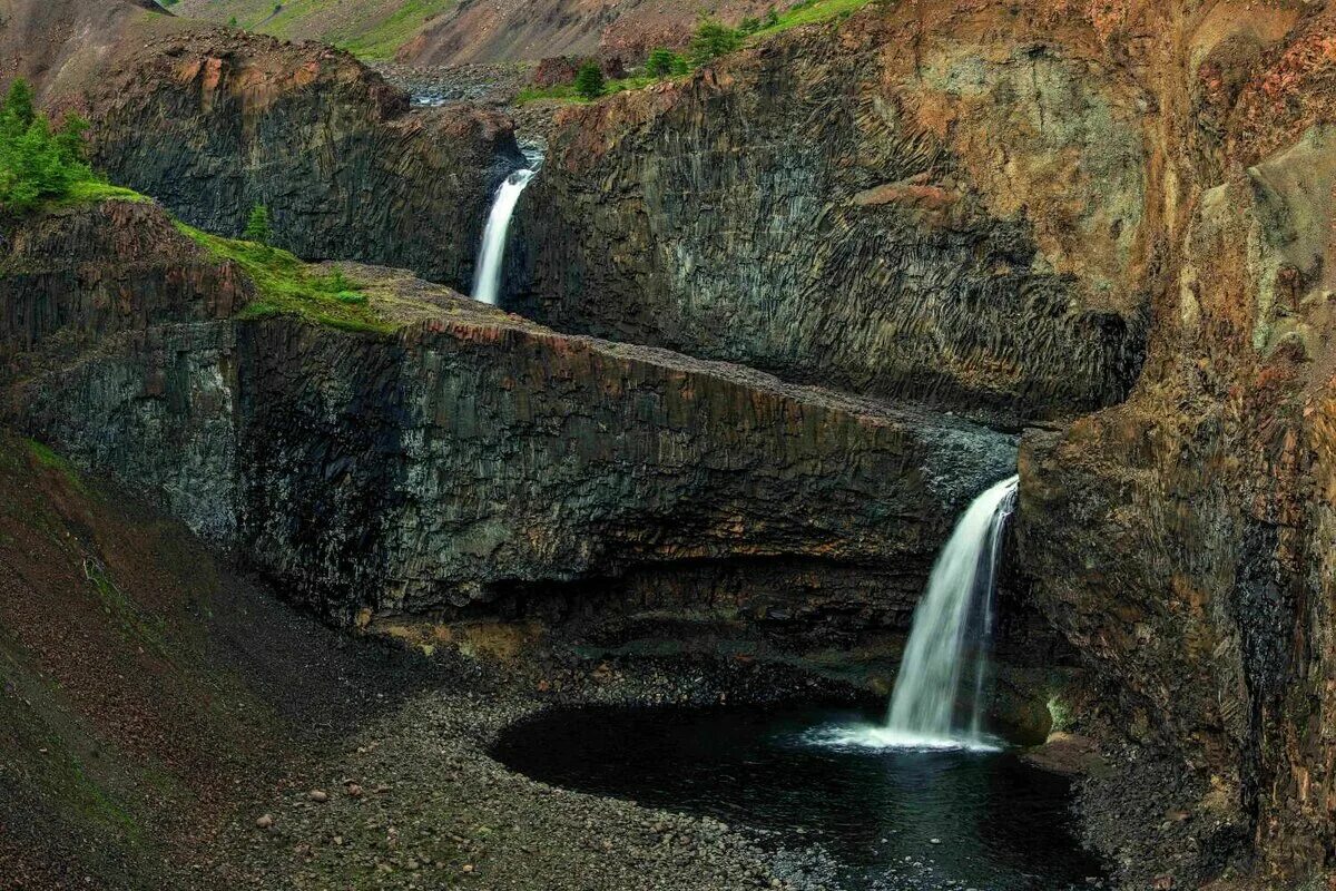 Кандинский водопад Путорана. Плато Путорана водопады. Тальниковый водопад Красноярский край. Большой Курейский водопад Красноярский край.