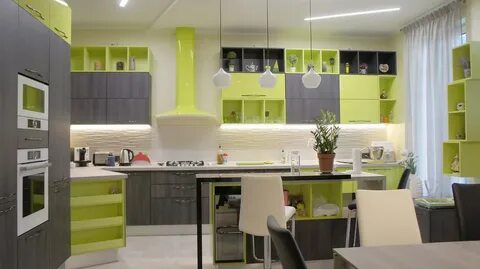 Зеленые обои какая подходит кухня