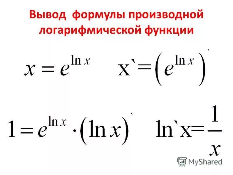 Производная сложных степенных функций. Формула дифференцирования показательной функции. Вывод формул производных логарифмических функций. Производная показательной функции формулы. Вывод формул производных показательных функций.