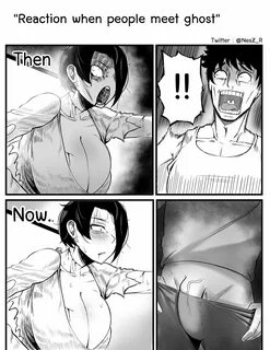 "Reaction when people meet ghost" Twitter : @NesZ_R,NesZ_R,artist...