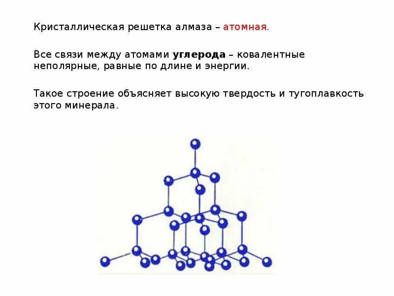 Структура алмаза кристаллическая решетка. Алмаз строение кристаллической решетки. Атомная кристаллическая решетка алмаза. Тип кристаллической решетки алмаза.