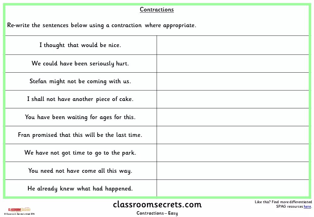 Write the sentences with contractions